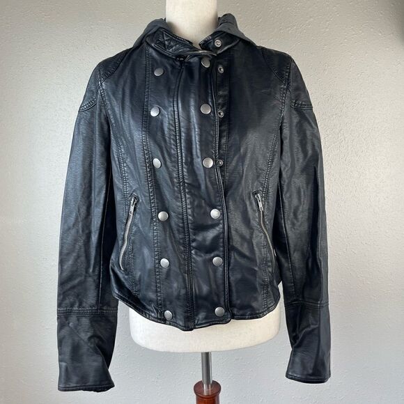 NWT We The Free Black Vegan Leather Jacket Size S - Picture 1 of 8